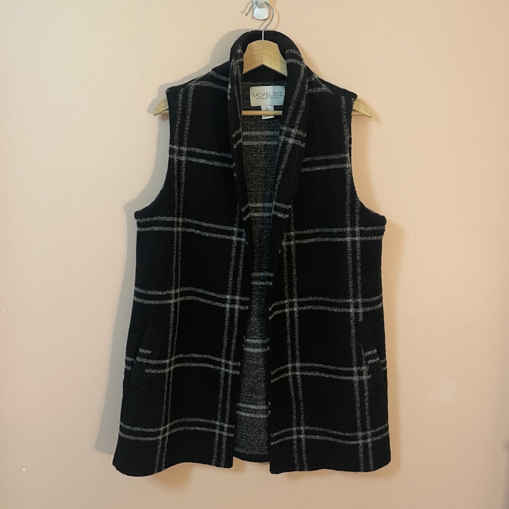 Rachel Zoe Long Open Front Wool Vest